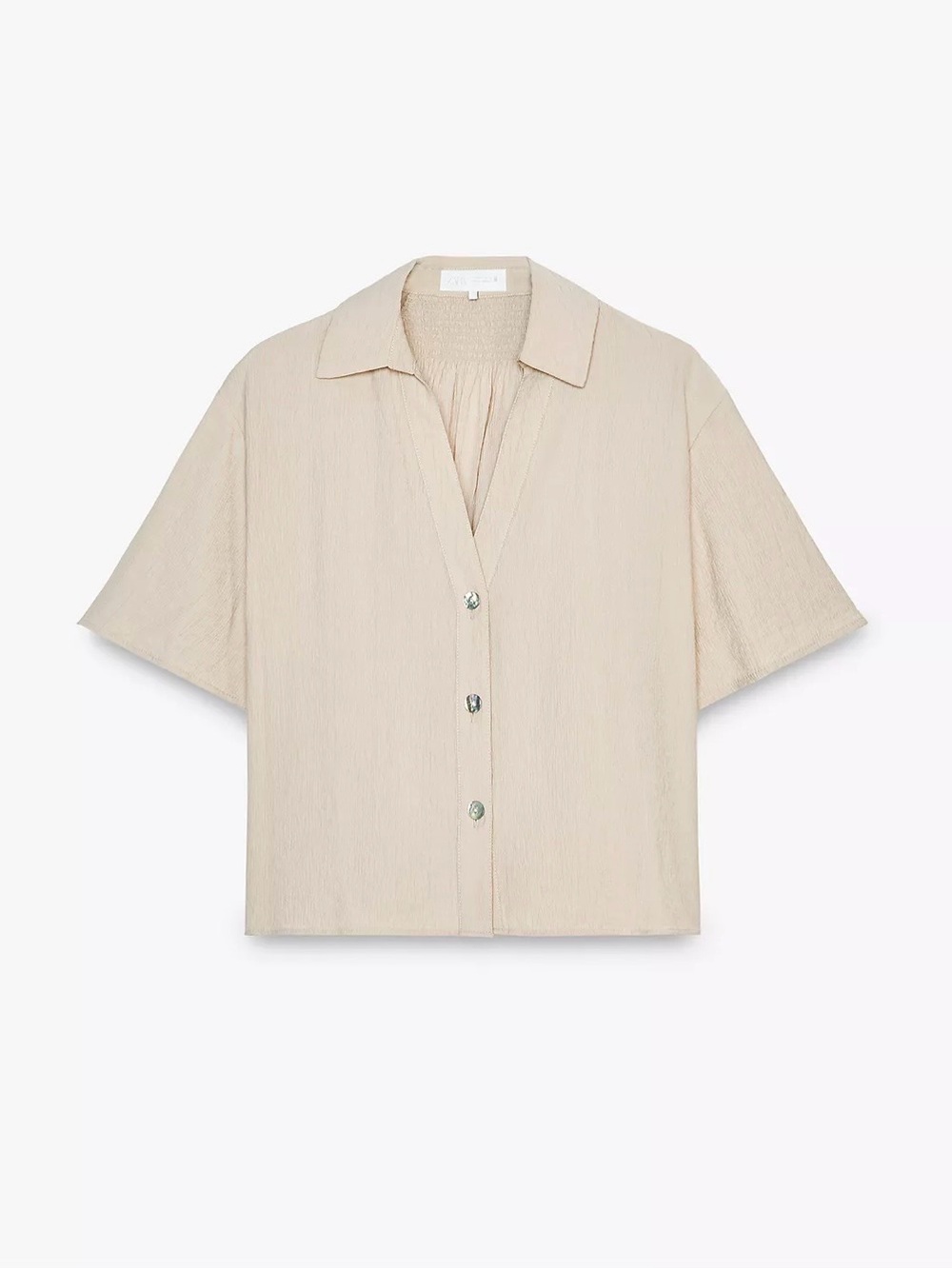 Zara Light Beige Short-Sleeve Button-Down Shirt